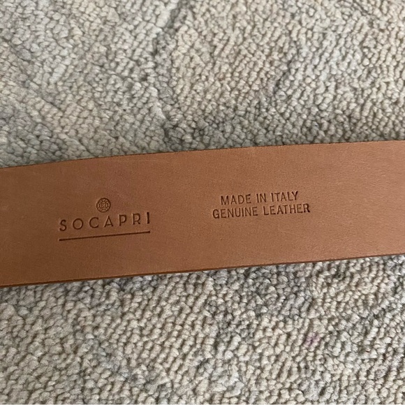 Socapri Genuine Leather Belt Made In Italy Tan Cognac Small Quiet Luxury Resort - Picture 9 of 12